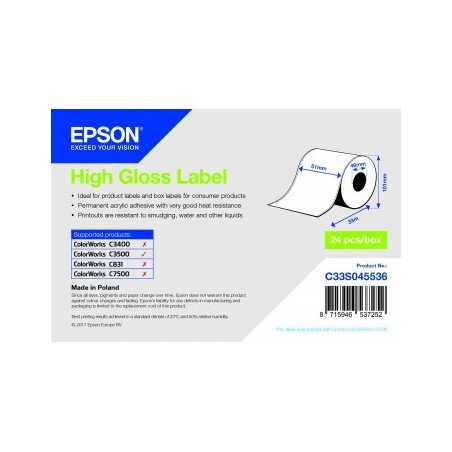 51x33 mt Epson continuous roll of permanent HIGH GLOSS paper inkjet C33S045536