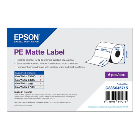 76x51 Epson rot. from 2310 labels PE MATTE LABEL matte inkjet C33S045715