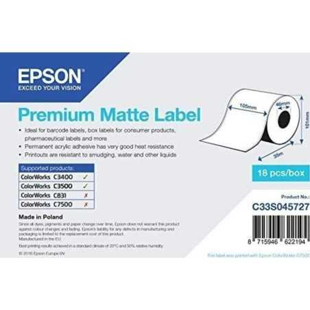 Epson continuous roll of matte PREMIUM MATTE LABEL paper for printing inkjet 105 mm x 35 mt permanent adhesive C33S045727
